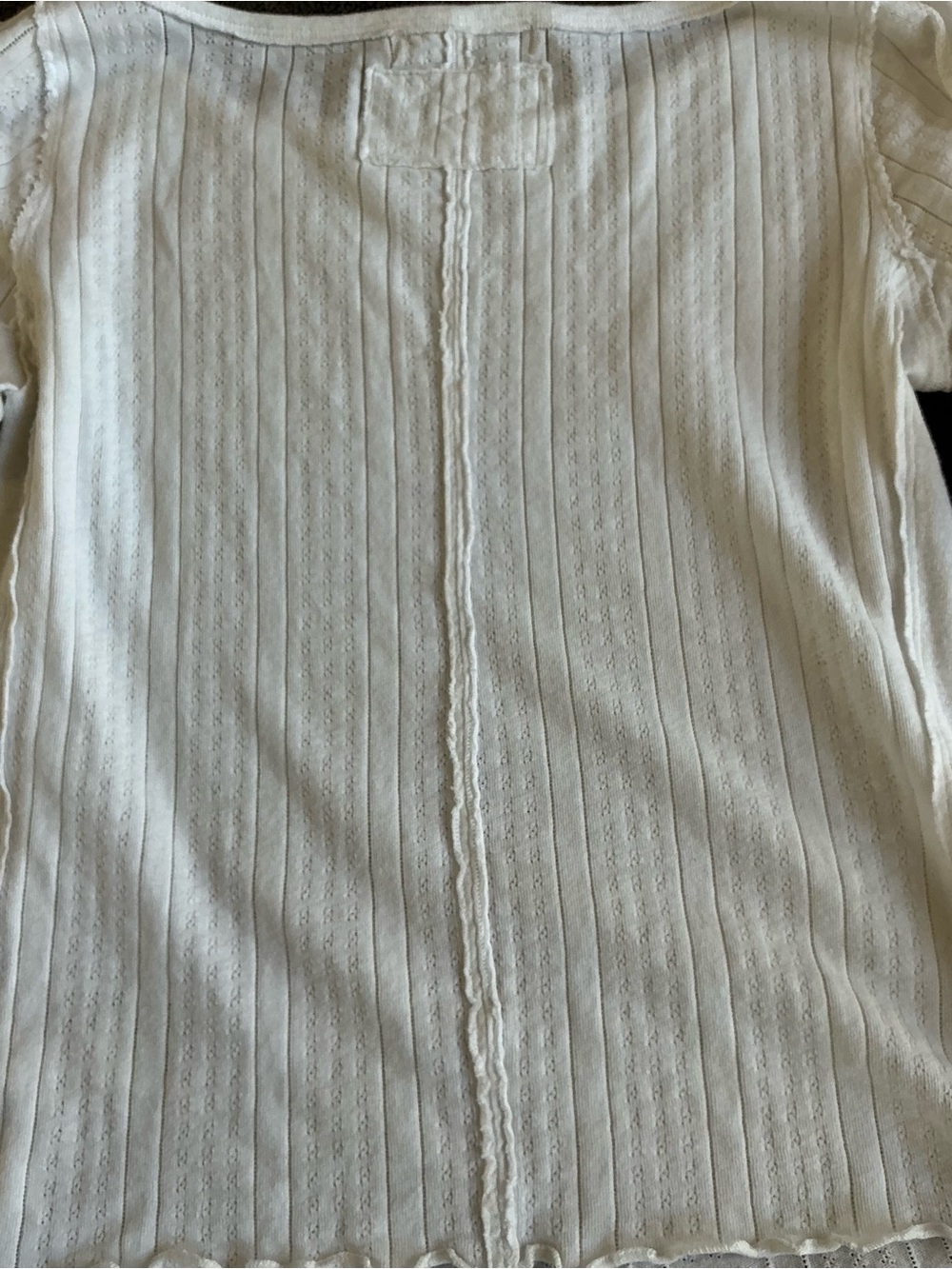 Free People We The Free White Pointelle Ribbed Tee - Boho Lettuce Hem - M - Picture 7 of 14